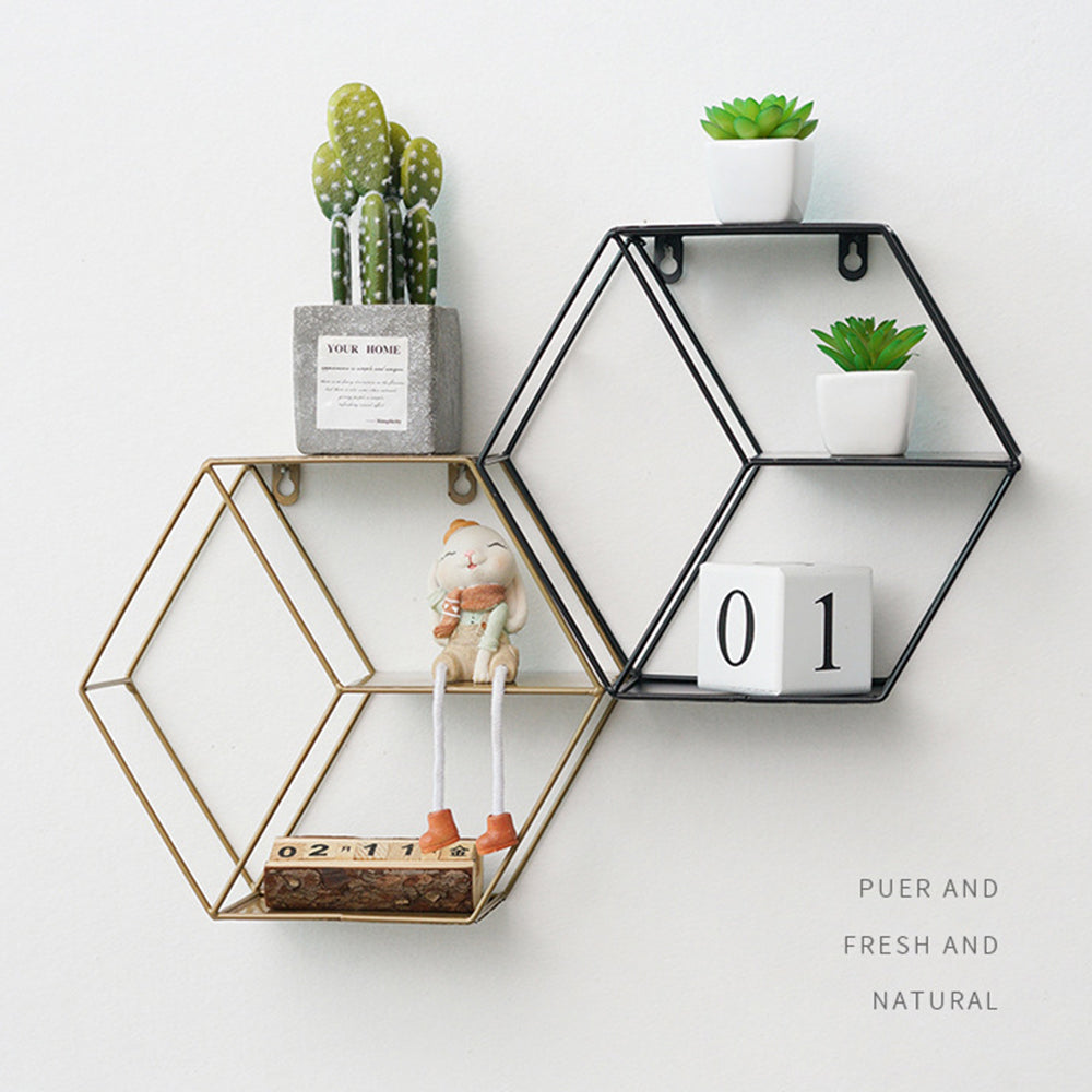 Hexagonal Wall Shelf – Decorative Storage Rack