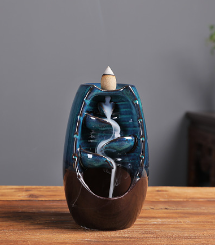 Ceramic Backflow Incense Holder – Waterfall Smoke Effect Decor