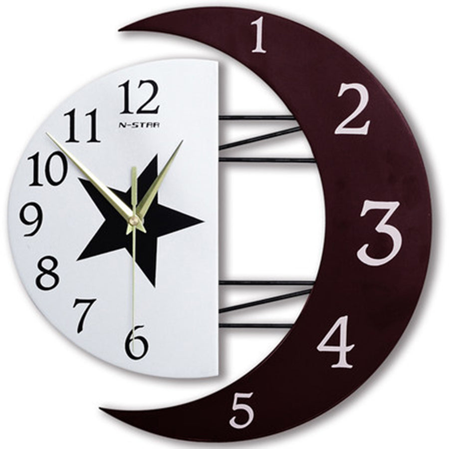 Artistic Wall Clock with Moon Frame and Silent Quartz
