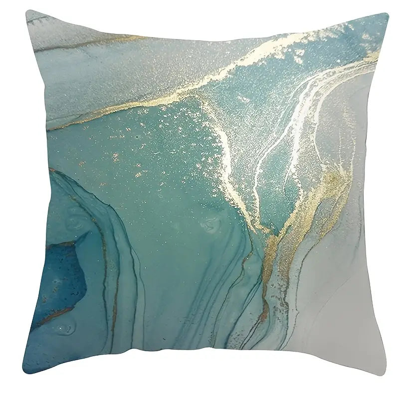 Turquoise Abstract Art Pillowcase – Artistic Cushion Cover