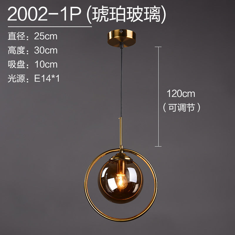 Modern amber glass pendant light with gold ring, adjustable 120cm height, E14 bulb, contemporary home decor lighting