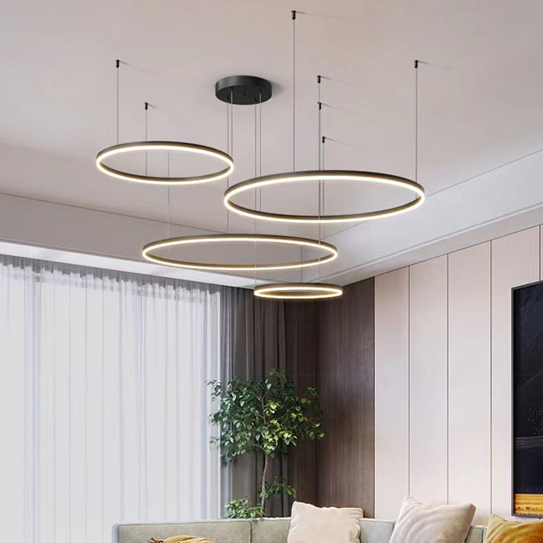 Modern Minimalist Round Chandelier – Creative LED Ceiling Light for Living Room & Dining