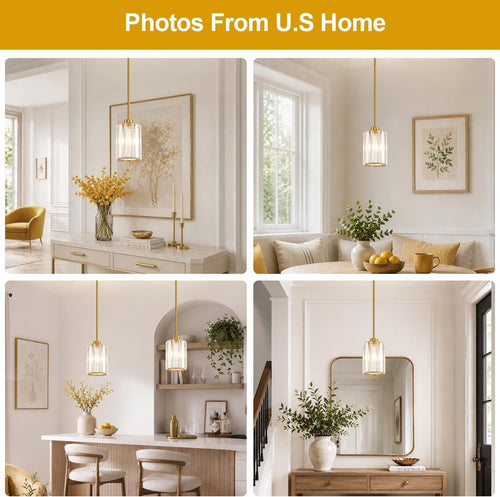 Brushed Gold Crystal Pendant Lights Kitchen Island