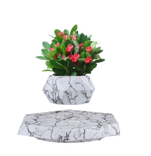 Magnetic Levitation Marble Plant Pot – Nordic Floating Planter for Succulents & Indoor Plants
