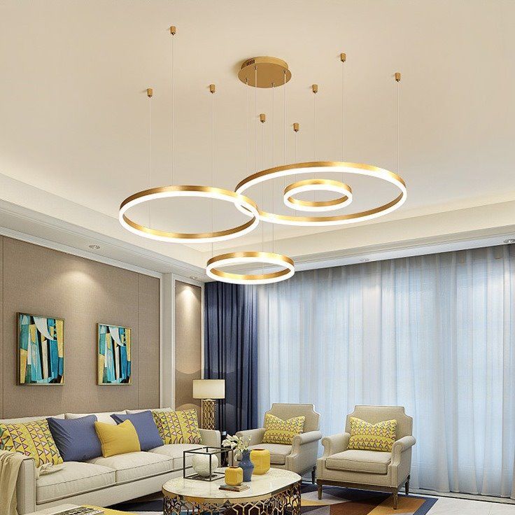 Modern Minimalist Round Chandelier – Creative LED Ceiling Light for Living Room & Dining