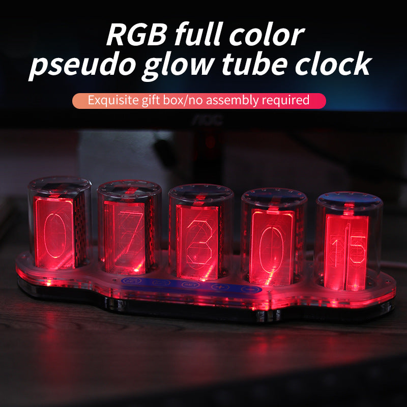 RGB Neon Tube Desk Clock – Modern LED Digital Clock for Desktop Decoration