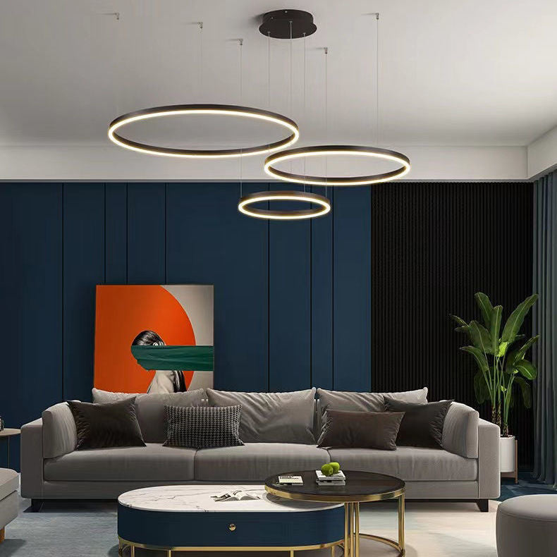 Modern Minimalist Round Chandelier – Creative LED Ceiling Light for Living Room & Dining