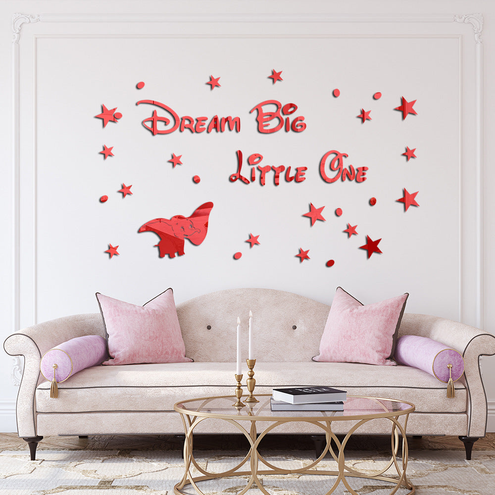 3D Dumbo Acrylic Mirror Decals