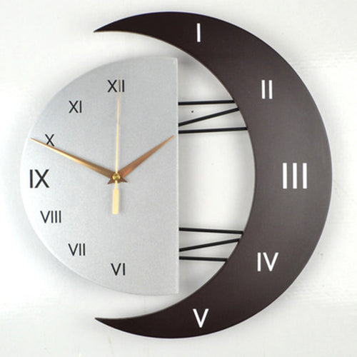 Horloge murale artistique avec cadre lune et quartz silencieux