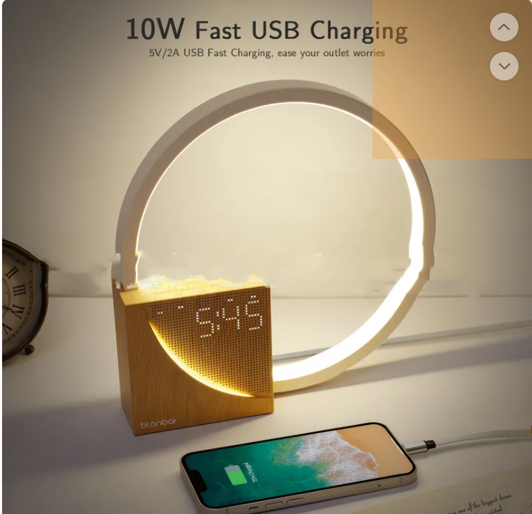 Touch Control Bedside Lamp with Alarm Clock & Natural Sounds – Dimmable Sleep Aid Light