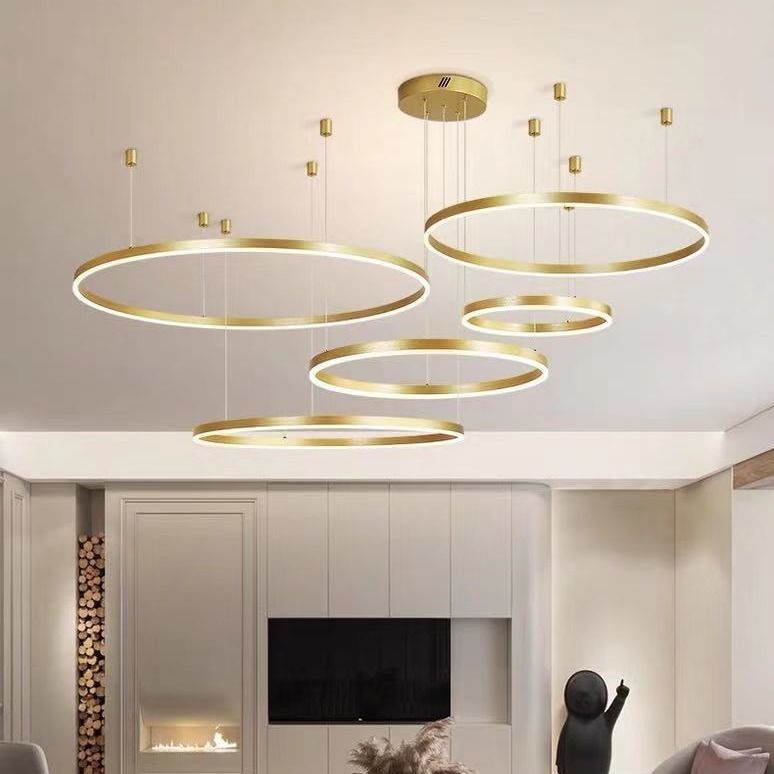 Modern Minimalist Round Chandelier – Creative LED Ceiling Light for Living Room & Dining