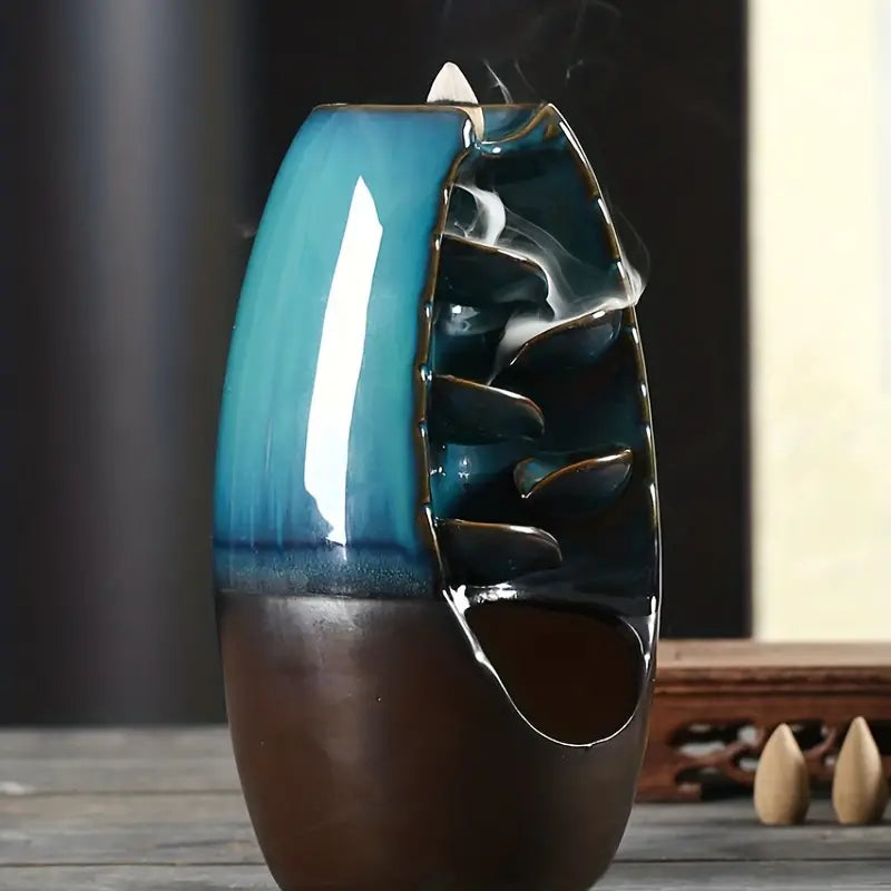 Ceramic Backflow Incense Holder – Waterfall Smoke Effect Decor