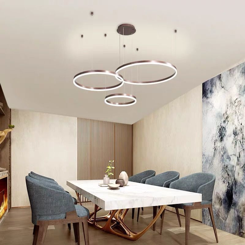 Modern Minimalist Round Chandelier – Creative LED Ceiling Light for Living Room & Dining