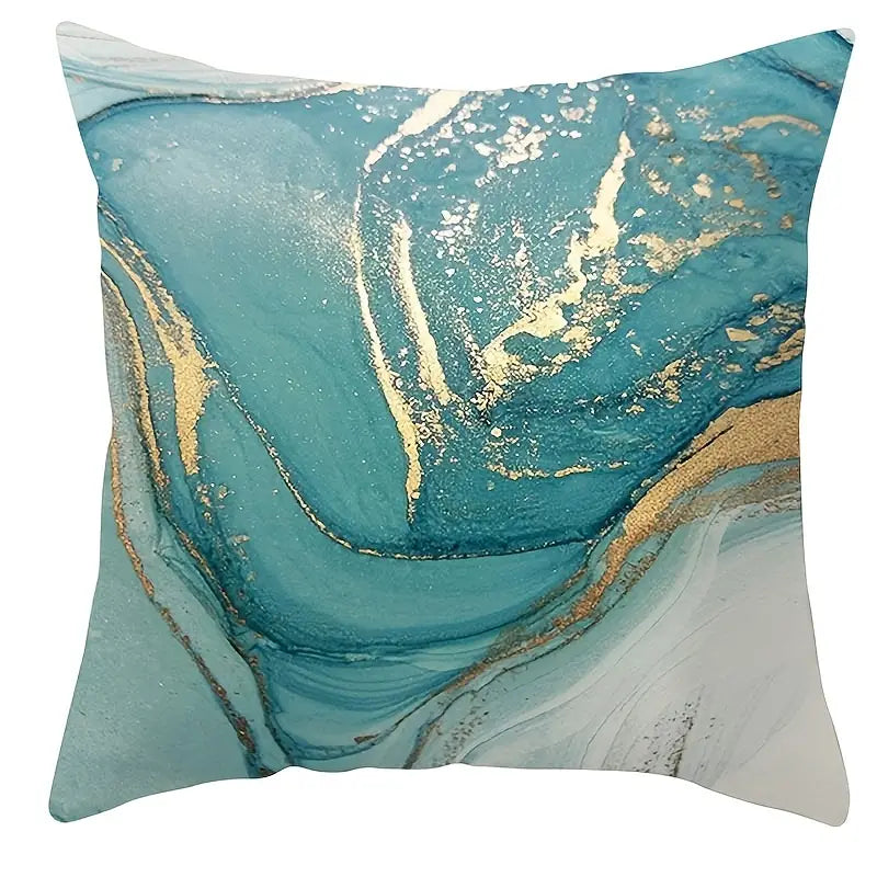 Turquoise Abstract Art Pillowcase – Artistic Cushion Cover