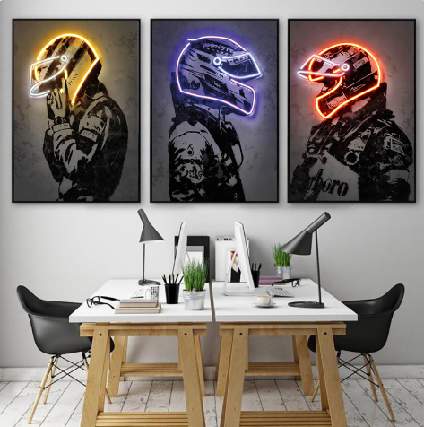 Vintage Neon Helmet Canvas