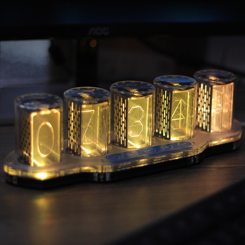 RGB Neon Tube Desk Clock – Modern LED Digital Clock for Desktop Decoration