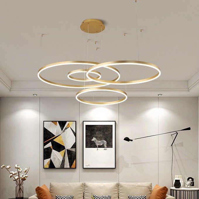 Modern Minimalist Round Chandelier – Creative LED Ceiling Light for Living Room & Dining