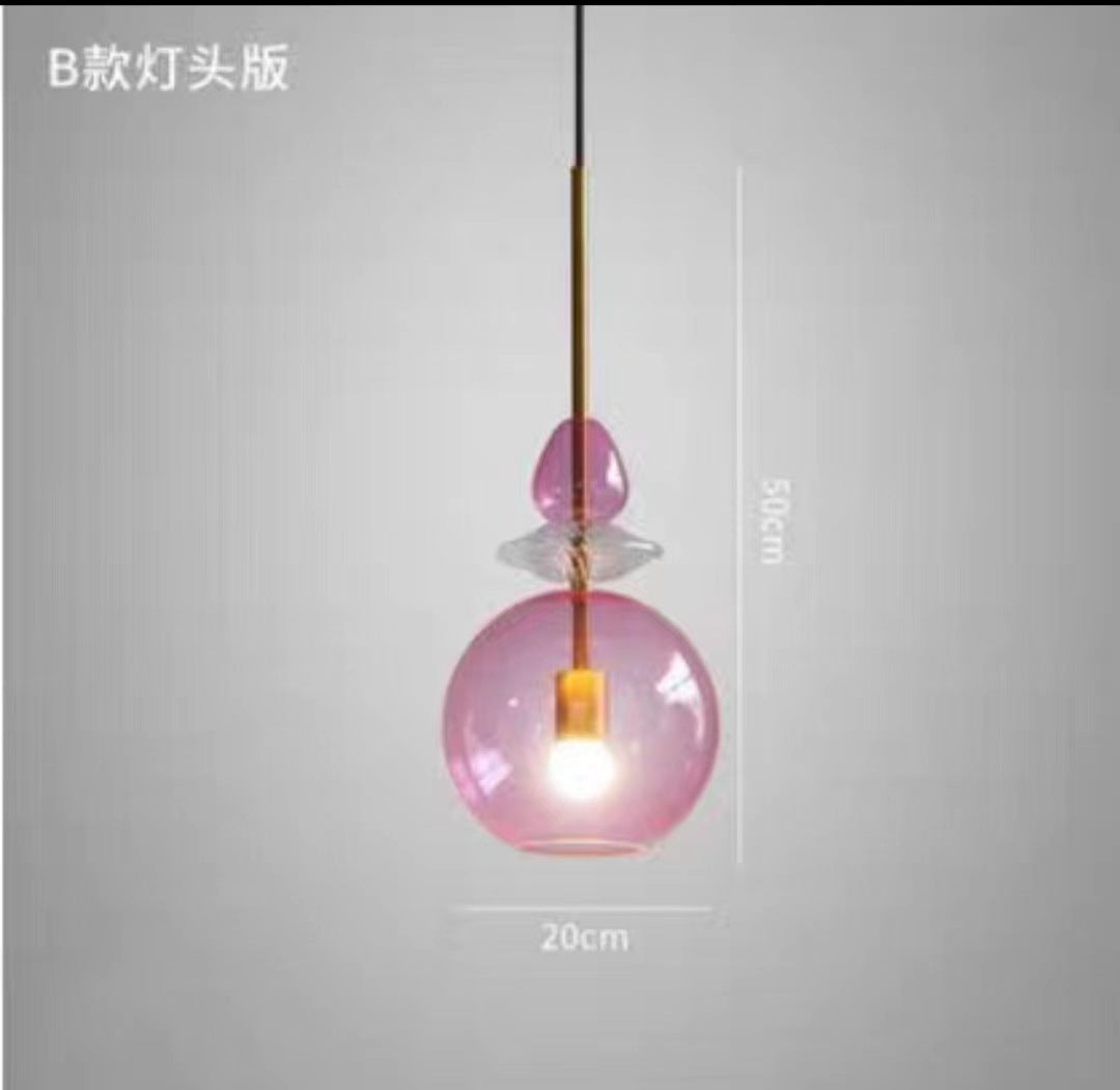 Nordic Designer Colorful Glass Pendant Light – Single-Head Hanging Lamp for Kitchen & Dining