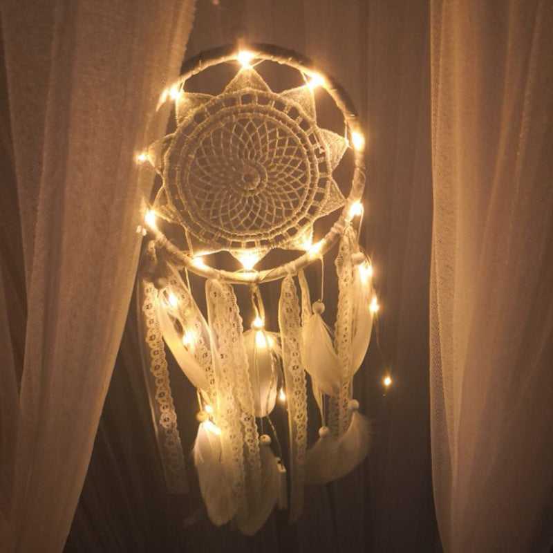 Lace Sunflower Dreamcatcher Home Decor with Feathers