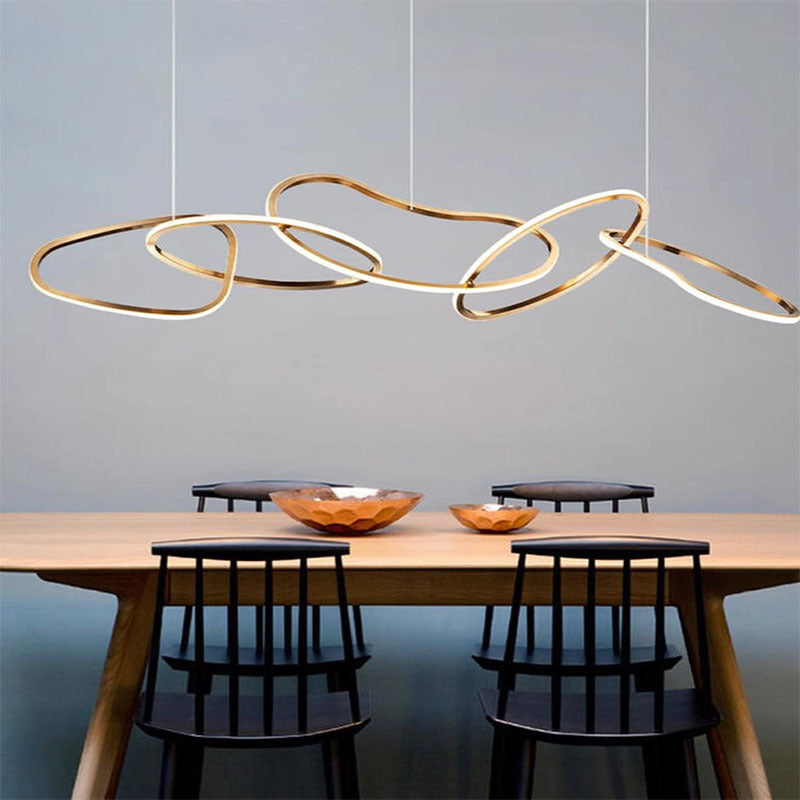 Lampada a Sospensione Minimalista in Acciaio Inossidabile per Sala da Pranzo