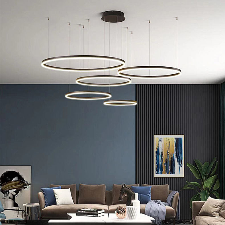 Modern Minimalist Round Chandelier – Creative LED Ceiling Light for Living Room & Dining