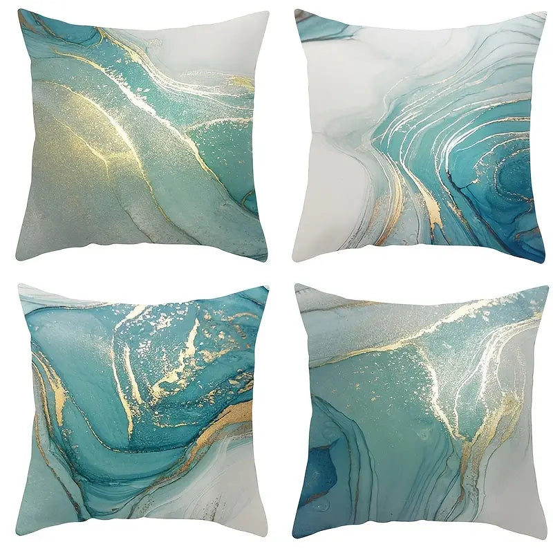 Turquoise Abstract Art Pillowcase – Artistic Cushion Cover
