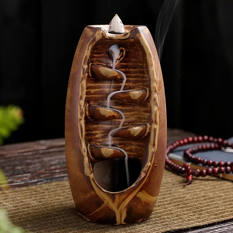 Ceramic Backflow Incense Holder – Waterfall Smoke Effect Decor