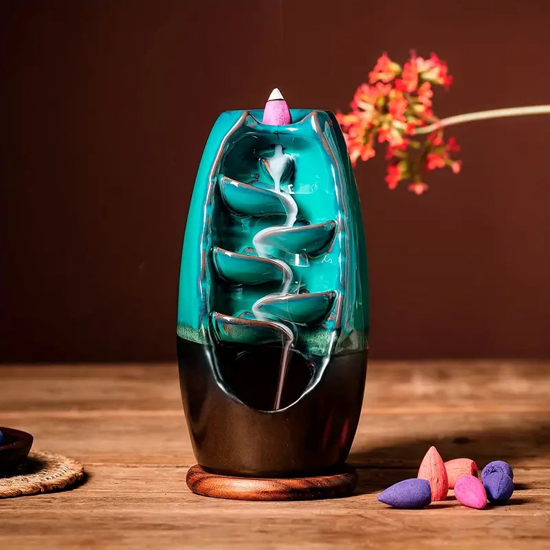 Ceramic Backflow Incense Holder – Waterfall Smoke Effect Decor