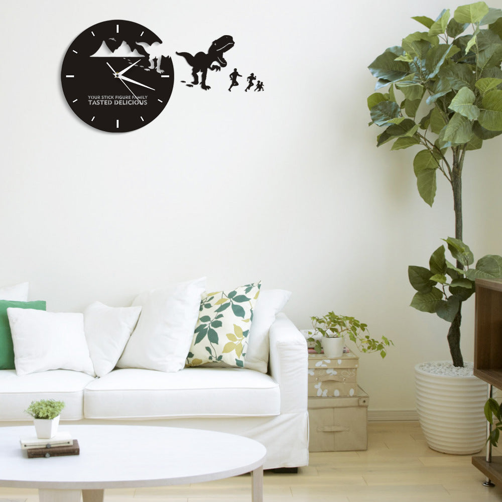 Mirror Dinosaur Wall Clock – Acrylic Cartoon Clock for Kids & Home