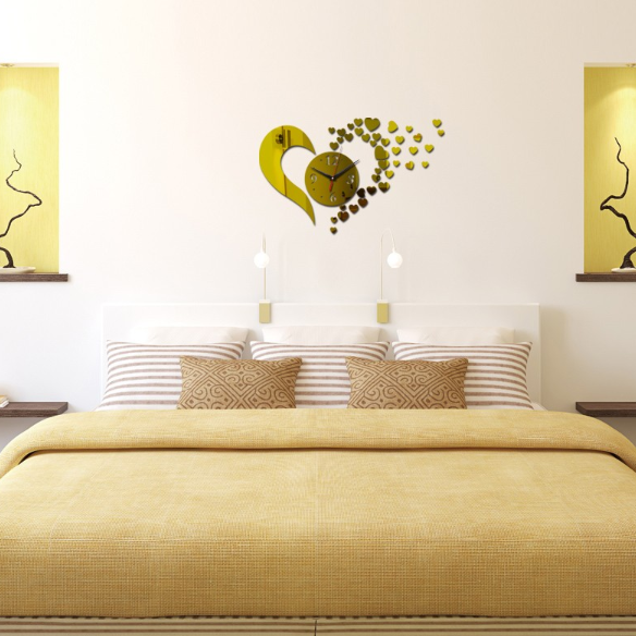 DIY acryl spiegelwandklok – hartontwerp