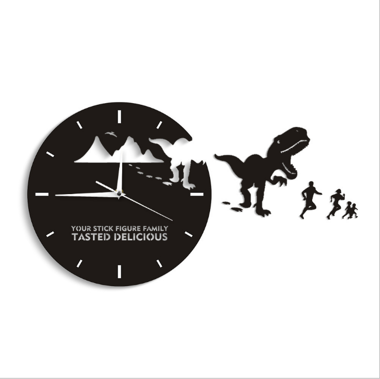 Mirror Dinosaur Wall Clock – Acrylic Cartoon Clock for Kids & Home