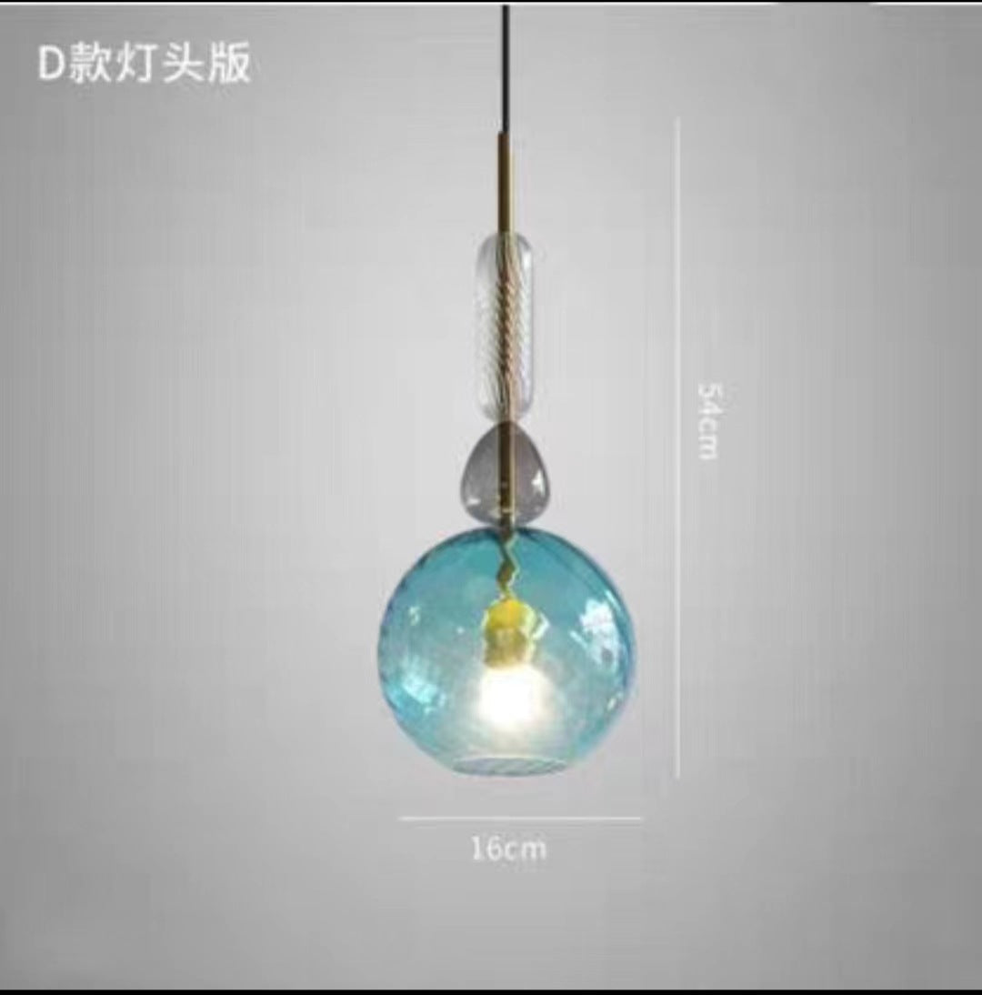 Nordic Designer Colorful Glass Pendant Light – Single-Head Hanging Lamp for Kitchen & Dining
