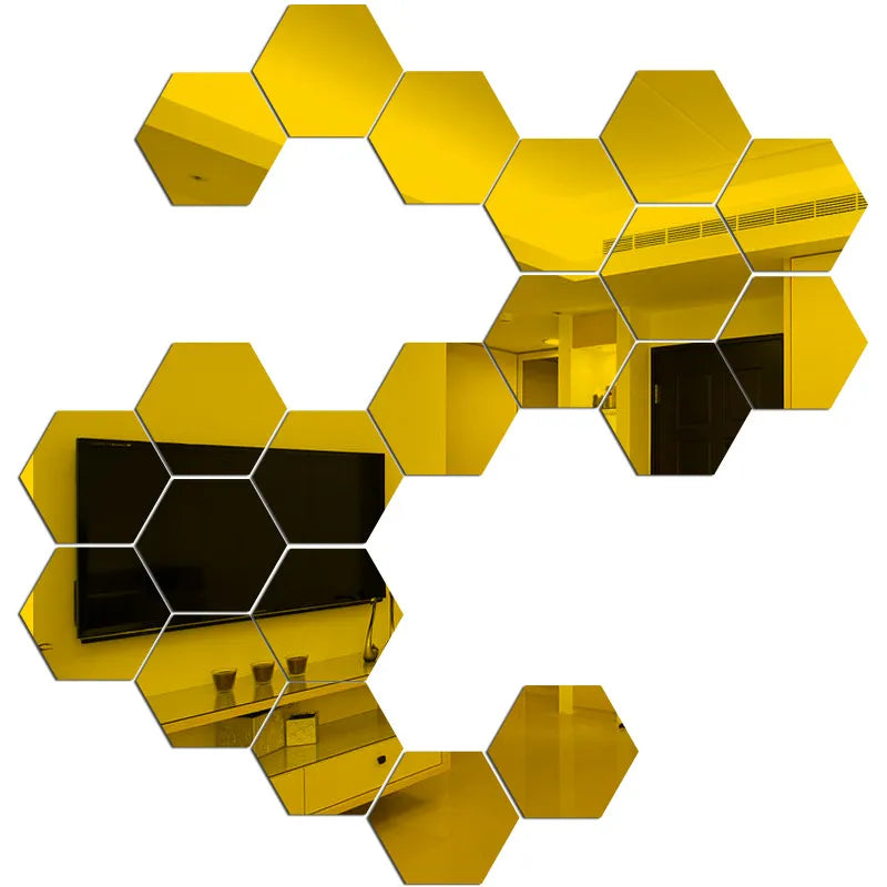 3D Hexagon Mirror Wall Sticker
