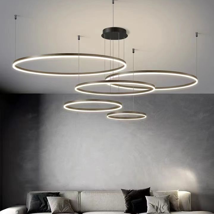 Modern Minimalist Round Chandelier – Creative LED Ceiling Light for Living Room & Dining