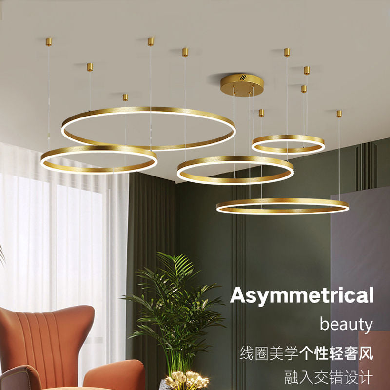 Modern Minimalist Round Chandelier – Creative LED Ceiling Light for Living Room & Dining