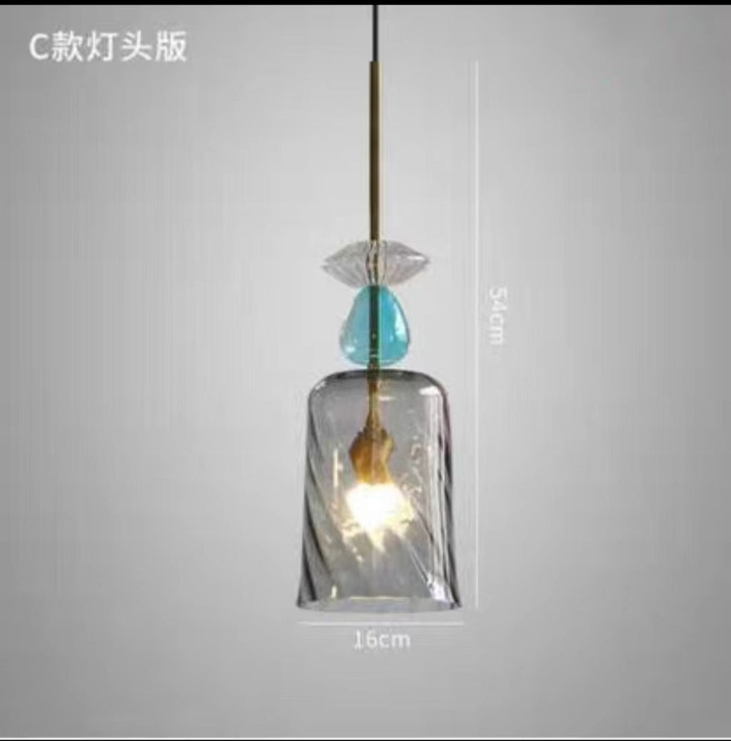 Lampada a Sospensione in Vetro Colorato Design Nordico – Lampada a Sospensione a Testa Singola per Cucina e Sala da Pranzo