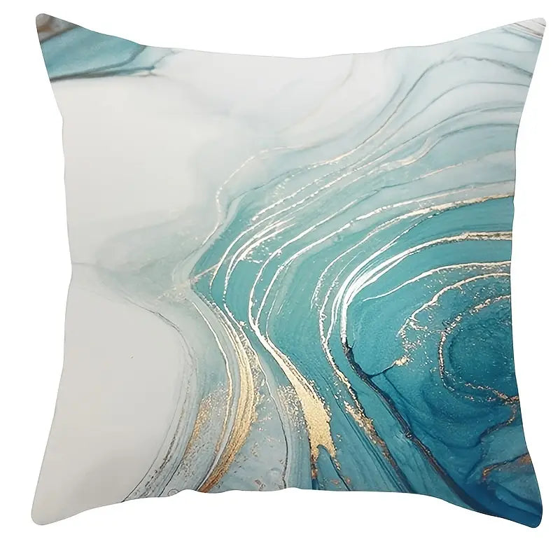 Turquoise Abstract Art Pillowcase – Artistic Cushion Cover