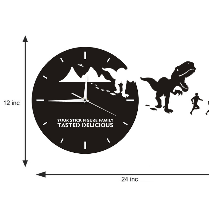 Mirror Dinosaur Wall Clock – Acrylic Cartoon Clock for Kids & Home