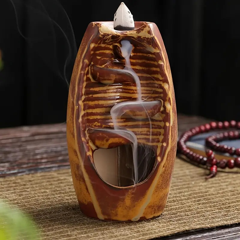 Ceramic Backflow Incense Holder – Waterfall Smoke Effect Decor