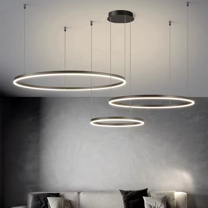Modern Minimalist Round Chandelier – Creative LED Ceiling Light for Living Room & Dining