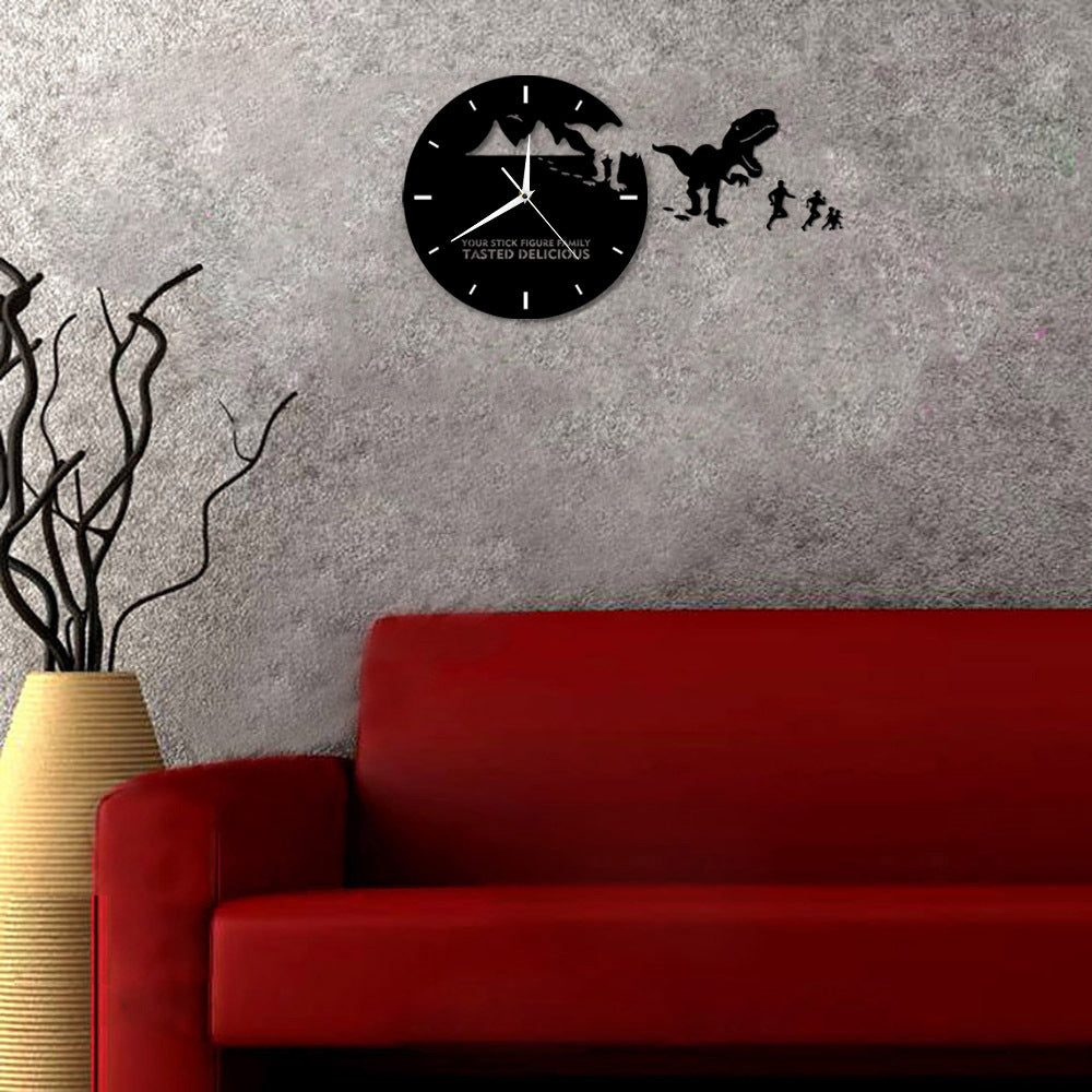 Mirror Dinosaur Wall Clock – Acrylic Cartoon Clock for Kids & Home
