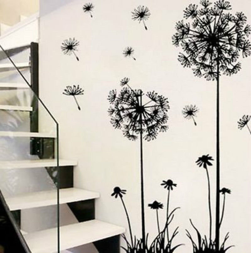 Black Dandelion Wall Stickers – Nature-Inspired Home Decor