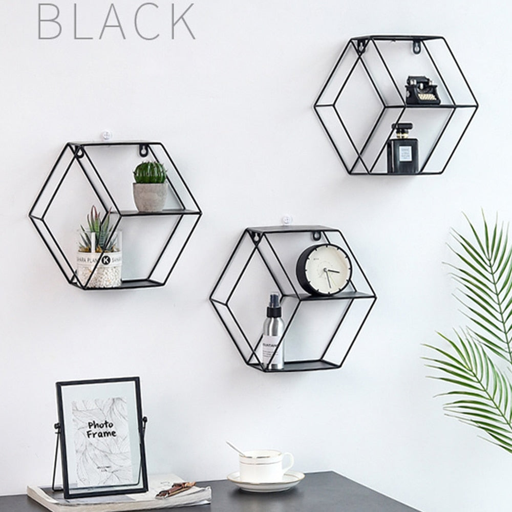 Hexagonal Wall Shelf – Decorative Storage Rack