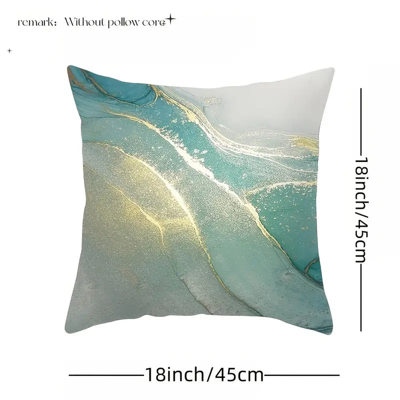 Turquoise Abstract Art Pillowcase – Artistic Cushion Cover