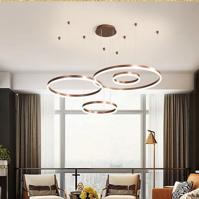 Modern Minimalist Round Chandelier – Creative LED Ceiling Light for Living Room & Dining