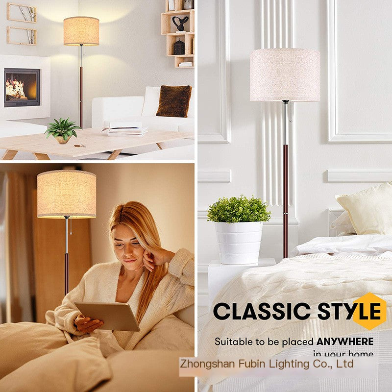 Minimalist American Floor Lamp with Pull Chain – Standing Light for Living Room & Bedroom