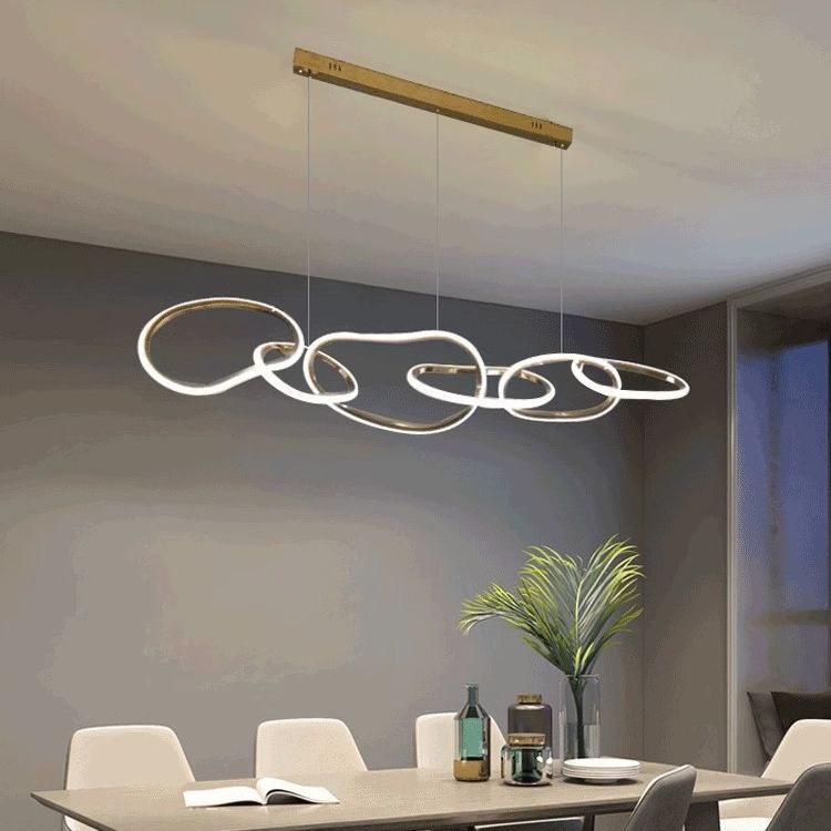 Lampada a Sospensione Minimalista in Acciaio Inossidabile per Sala da Pranzo