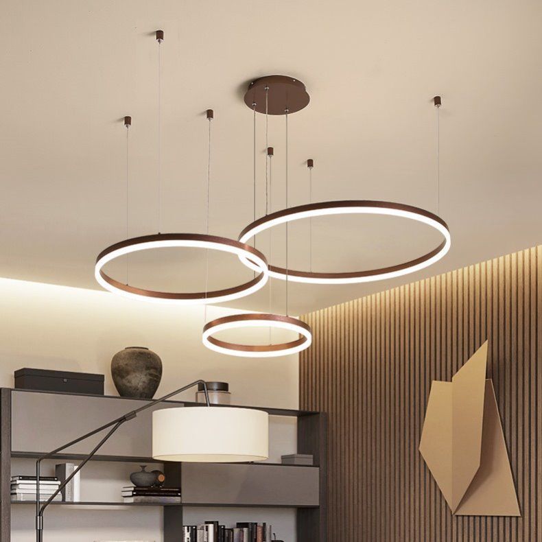 Modern Minimalist Round Chandelier – Creative LED Ceiling Light for Living Room & Dining