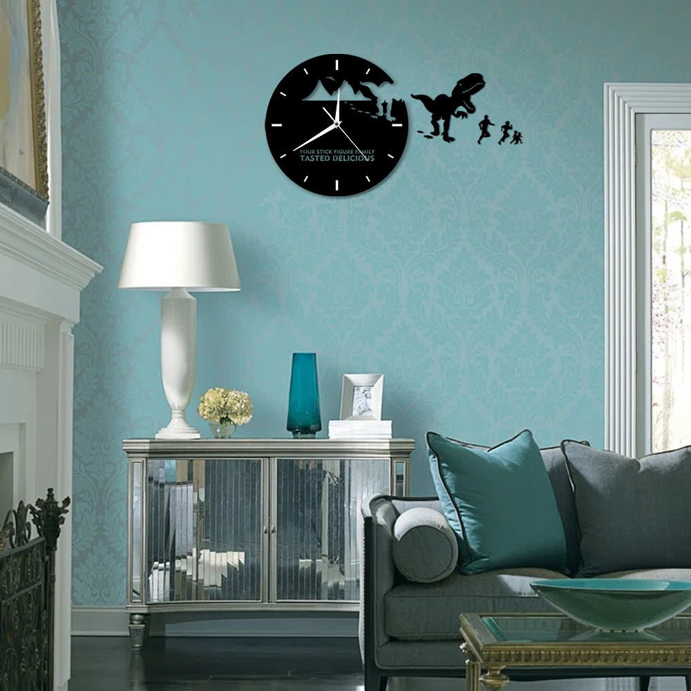Mirror Dinosaur Wall Clock – Acrylic Cartoon Clock for Kids & Home