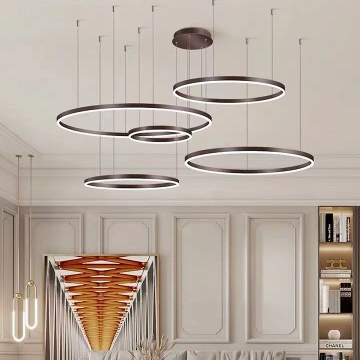 Modern Minimalist Round Chandelier – Creative LED Ceiling Light for Living Room & Dining